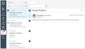 Canvas in a browser inbox