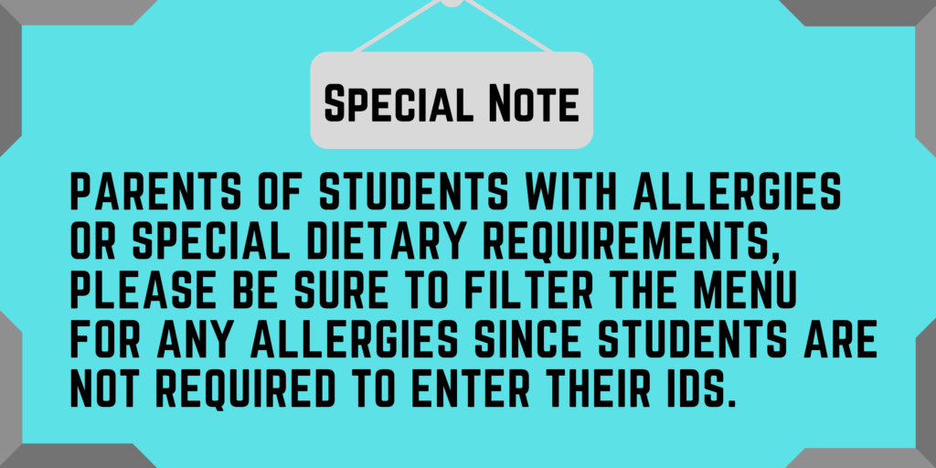 Food Service Allergy Note