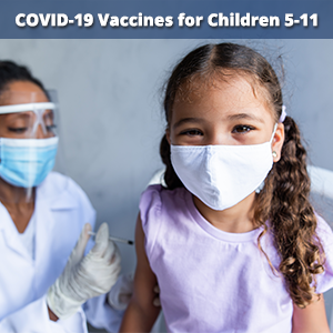 gráfico com crianças recebendo vacina covid-19