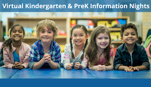 Kindergarten- und Pre-k-Informationsnachtgrafik mit lächelnden Schülern