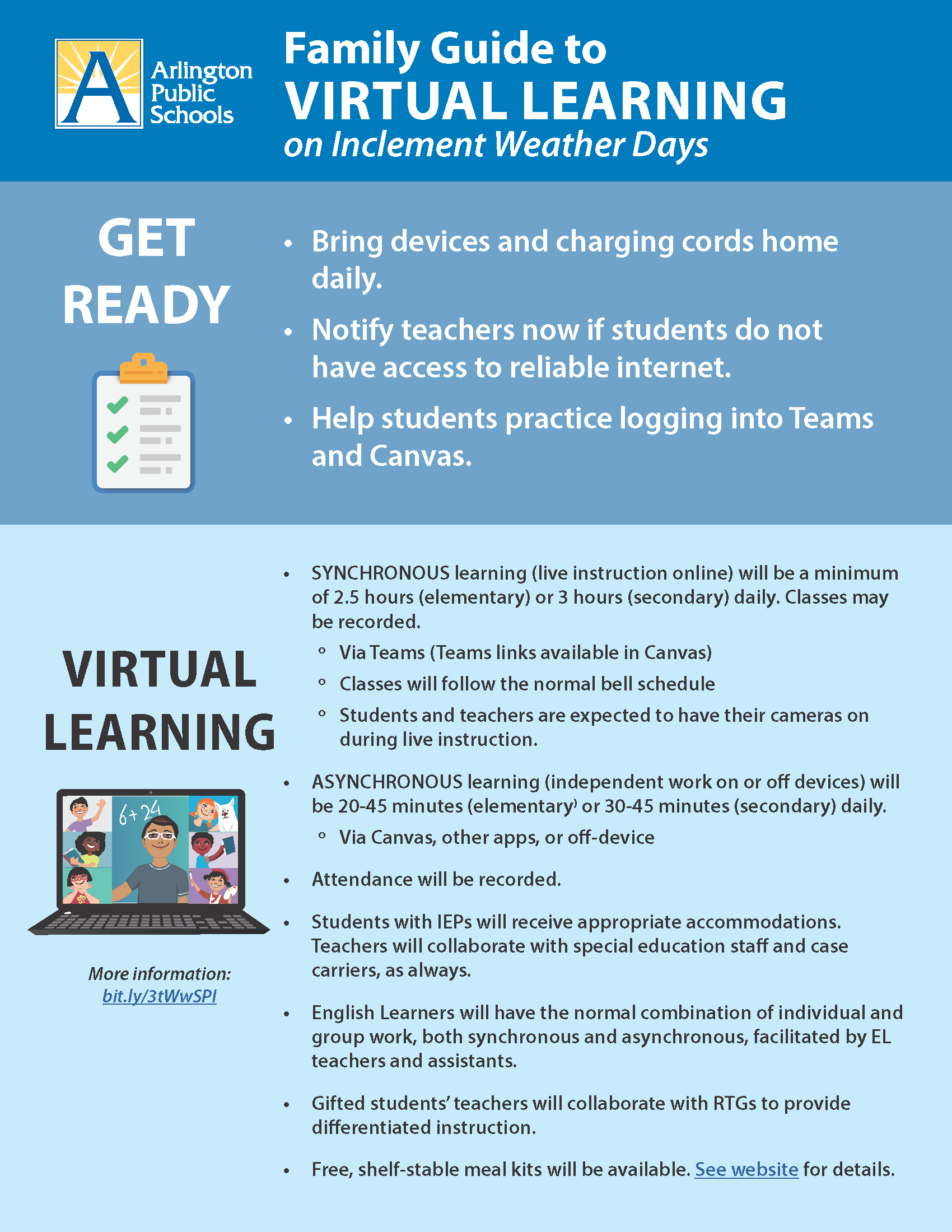 Family guide to virtual learning on inclement weather days - click to load PDF