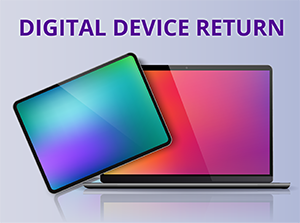 digital device return graphic with laptops