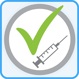 Vacuna con gráfico de marca de verificación