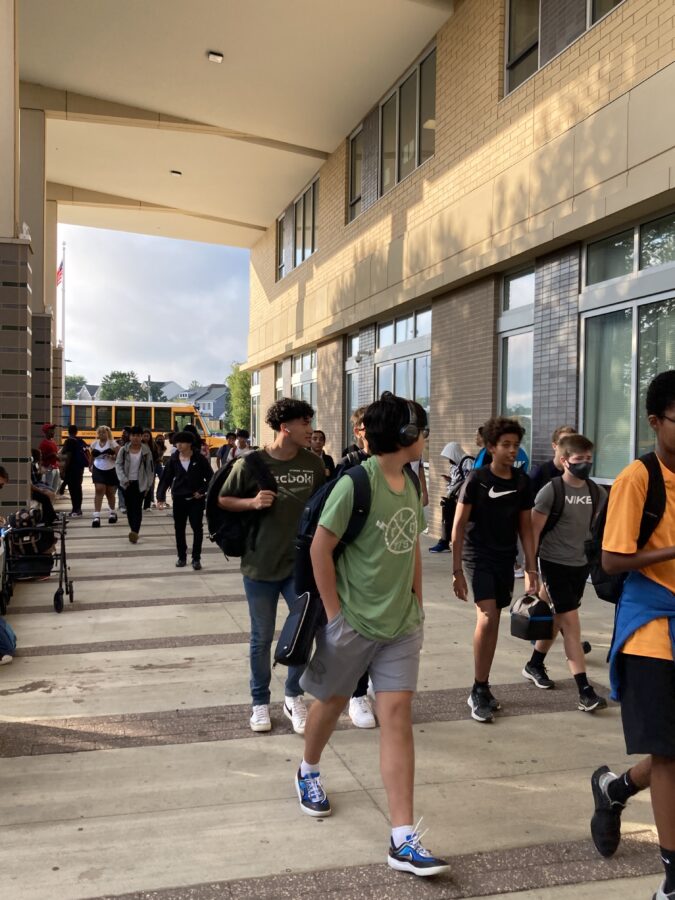students walking to school on first day