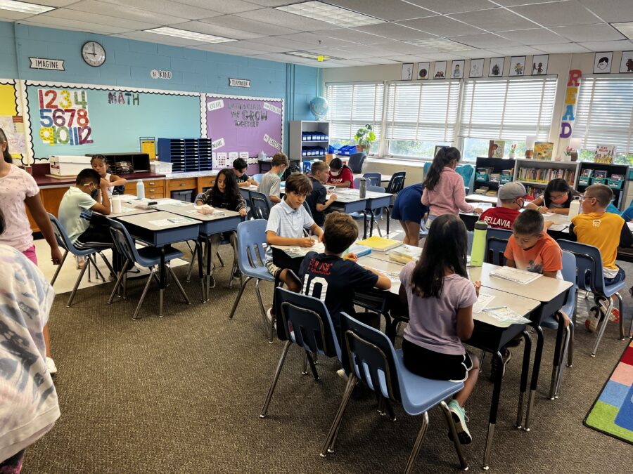 students learning on the first day of school