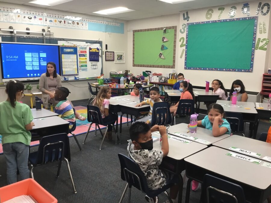 students in classroom on first day of school