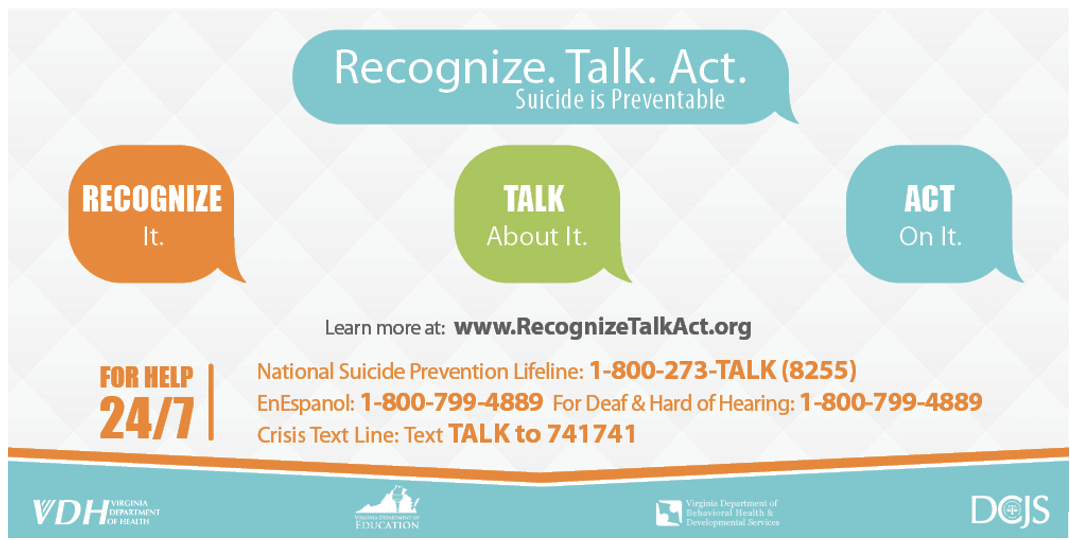 flyer for "Recognize.Talk.Act" Click image for website