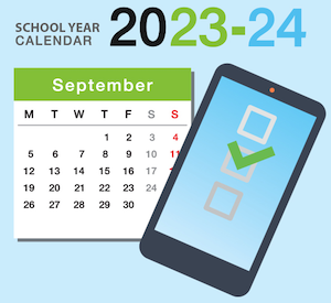 Kalender 2023-24 mit Telefonhäkchen