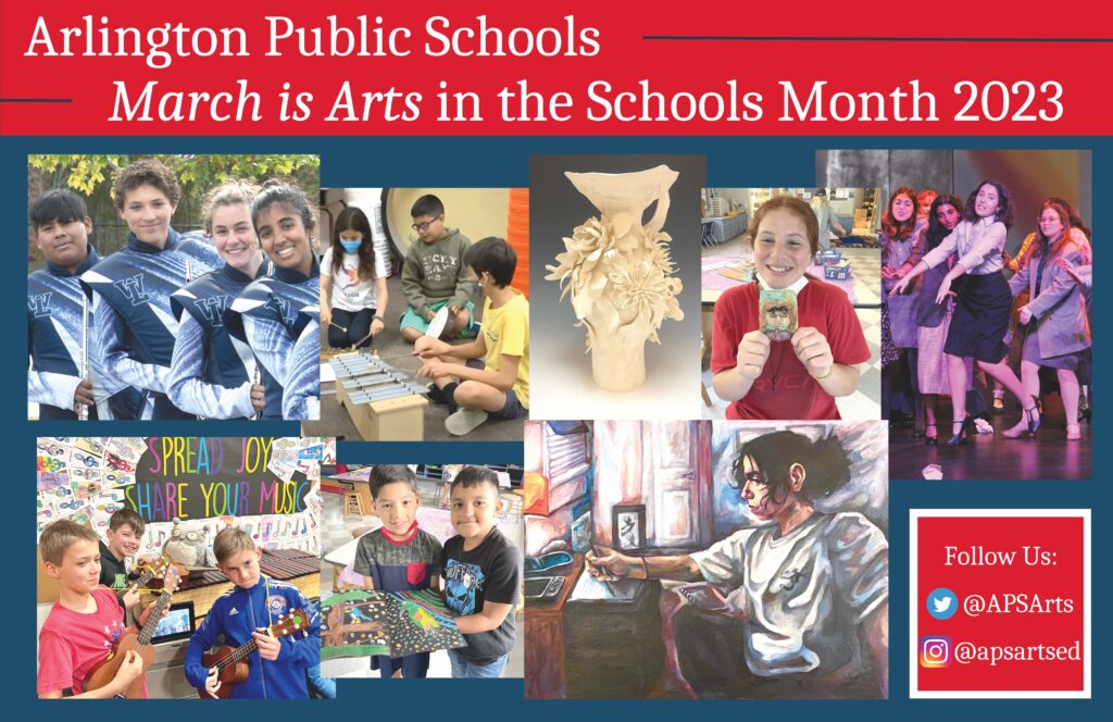 Afiche de marzo es el mes de las artes en las escuelas 2023