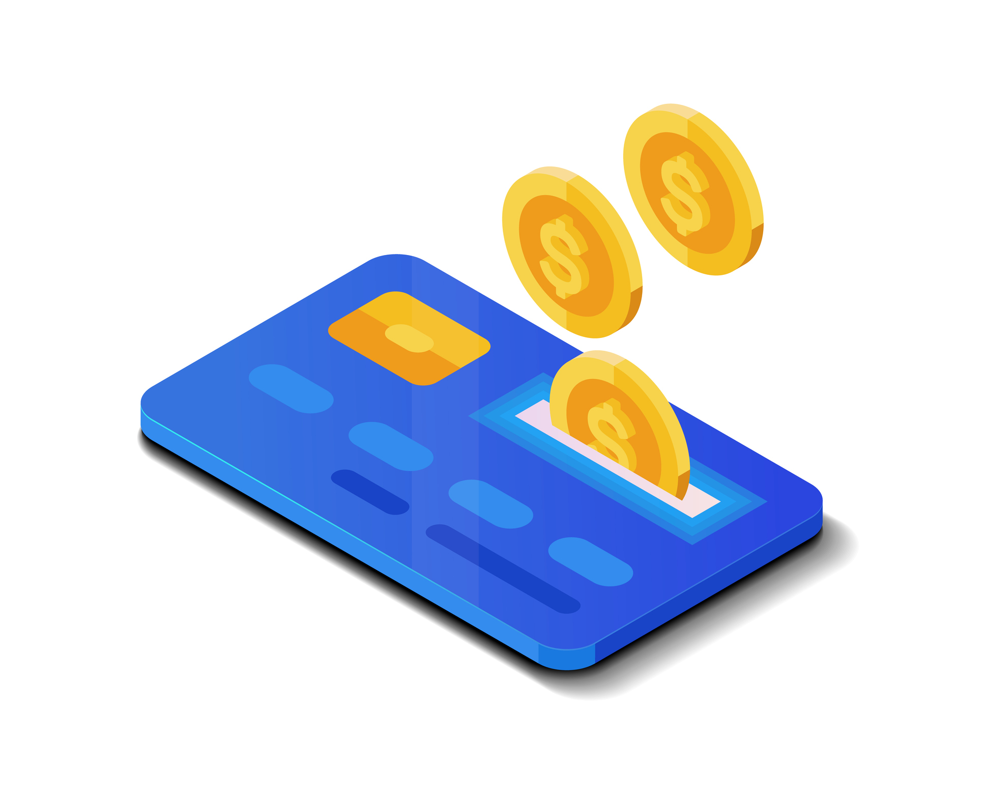 illustration of coins coming from a credit card