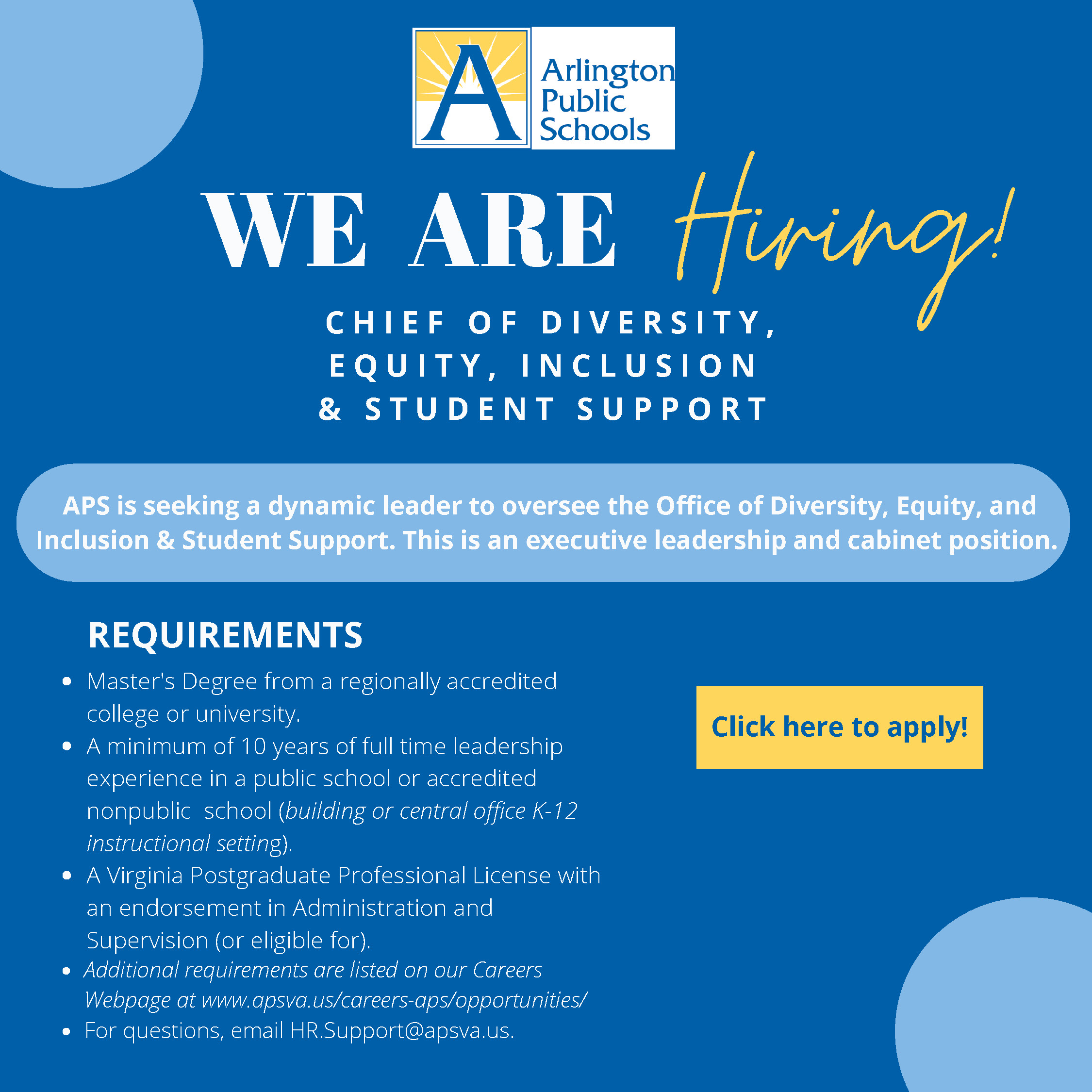 Seeking Highly Qualified Chief of Diversity, Equity, Inclusion and