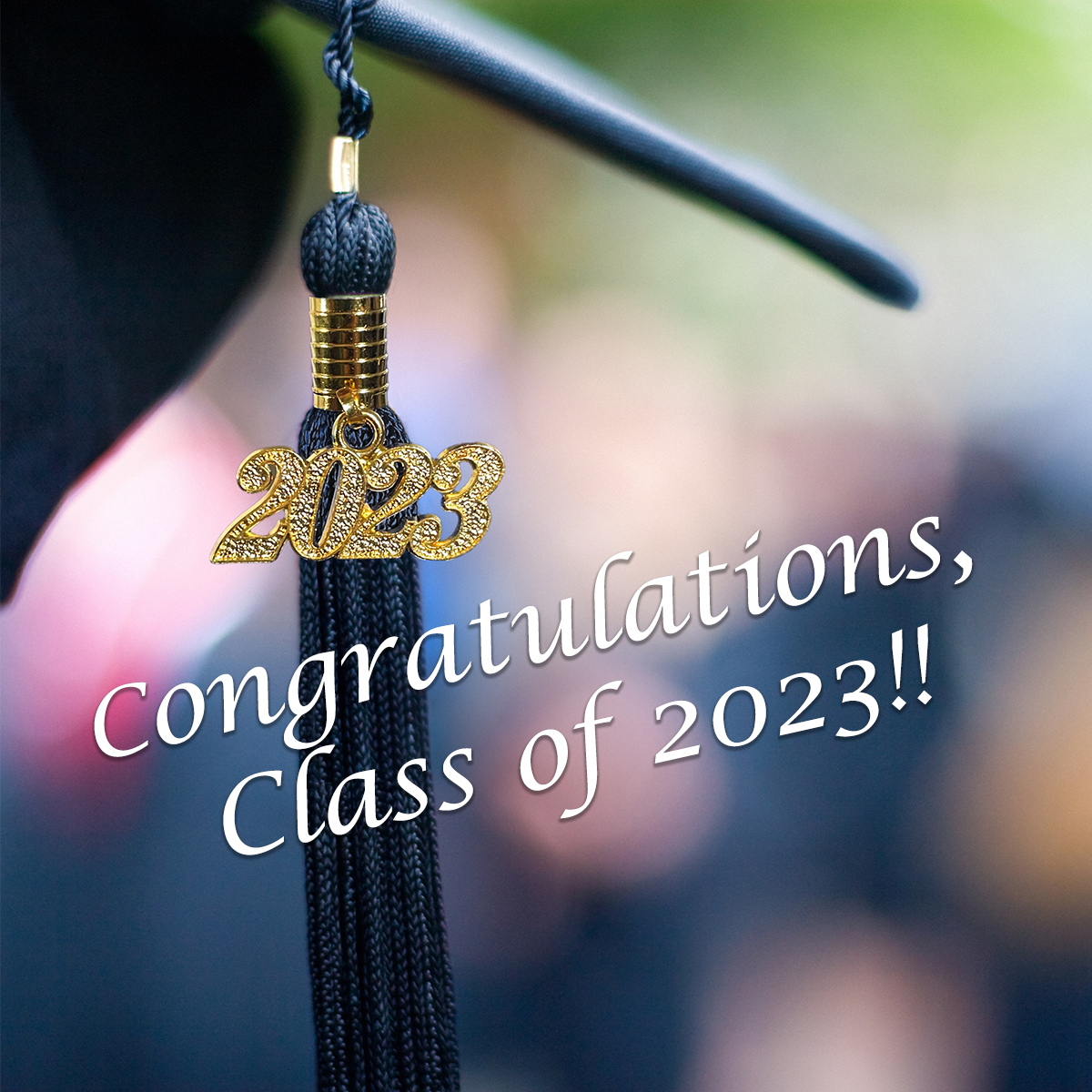 graduation tassle with words congratulations Class of 2023