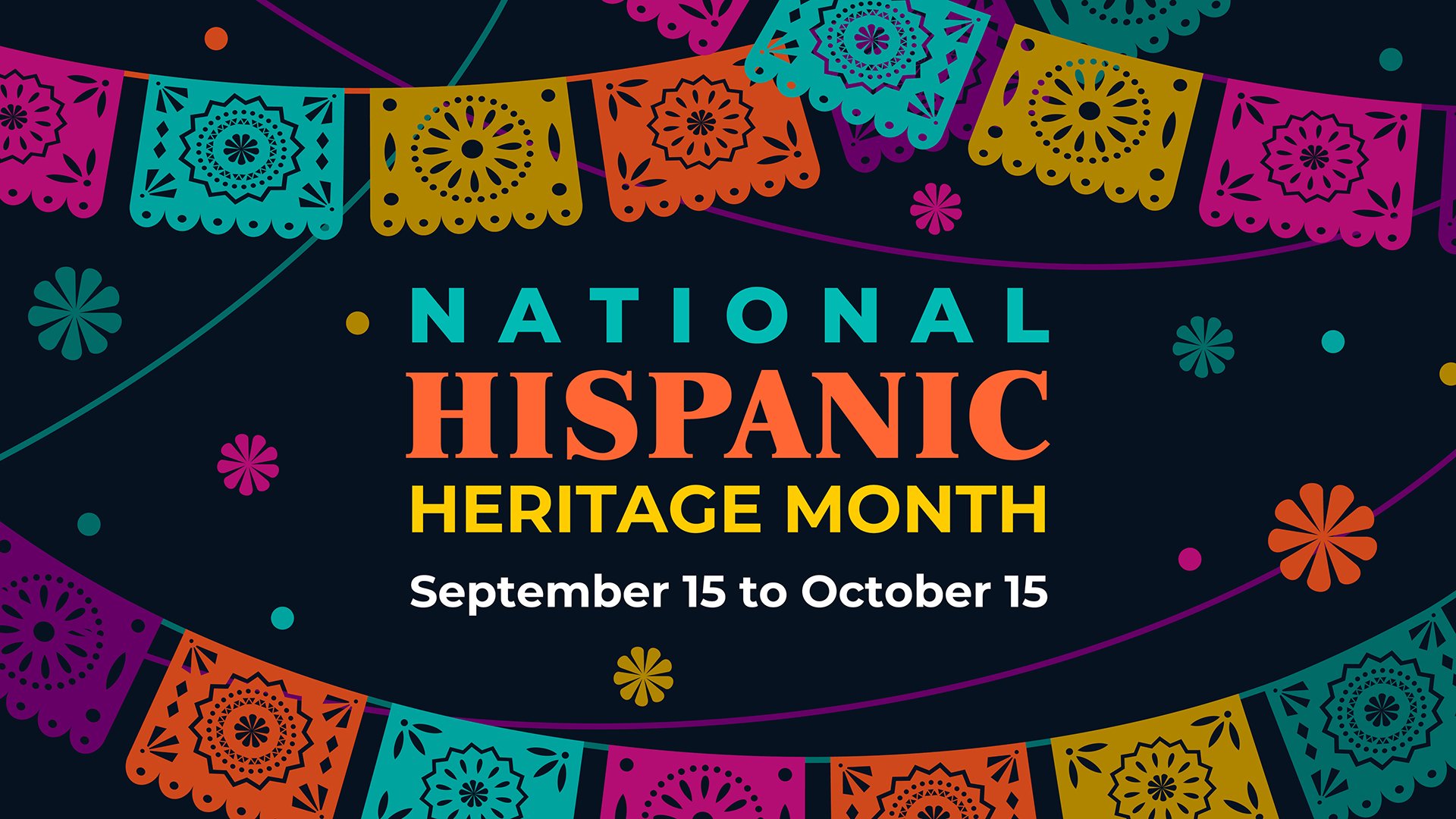 Banner for Hispanic Heritage Month September 15 to October 15