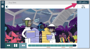An Exact Path lesson screen with an arrow pointing to the map icon in the top right corner for "Learning Path".