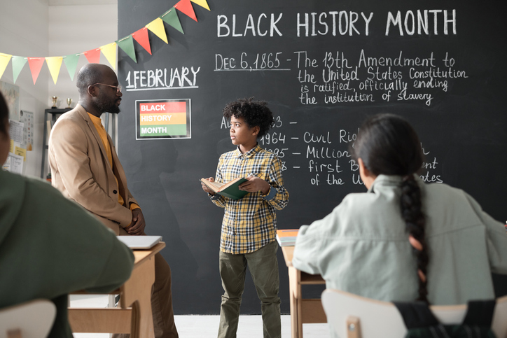 student giving BHM presentation