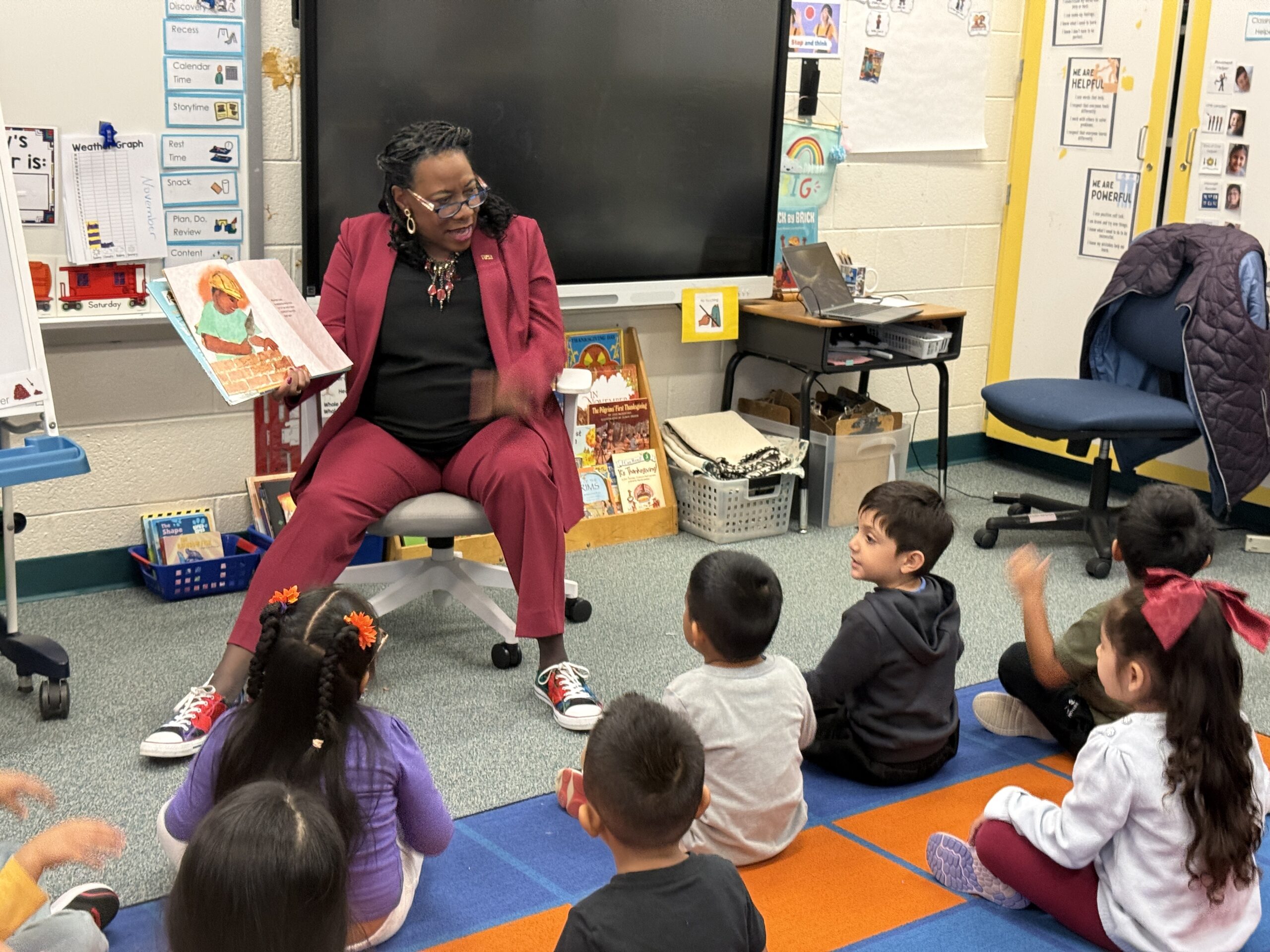 NEA President Becky Pringle reads to students