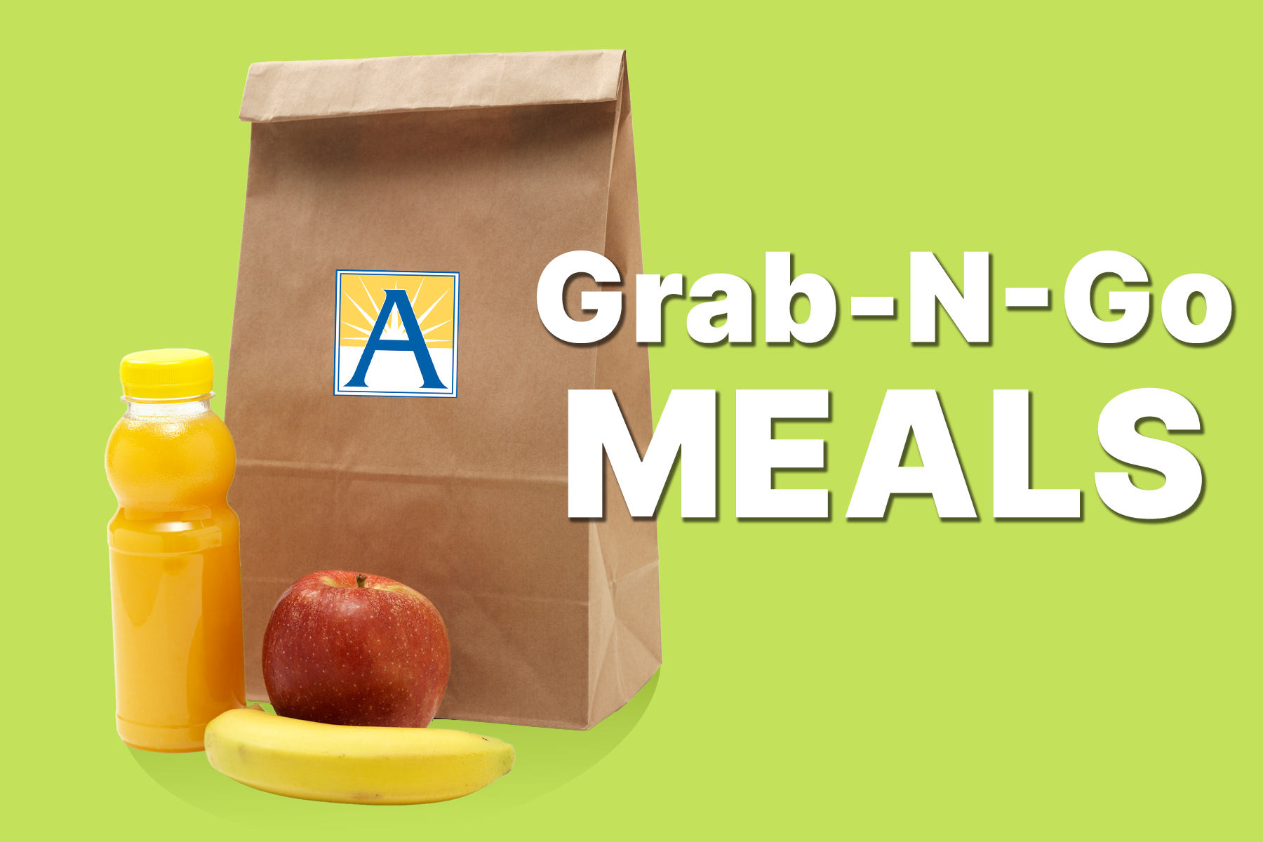 graphic of bag lunch with words Grab-n-go meals