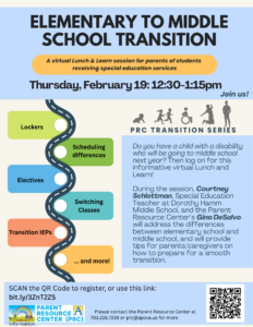 Elementary to Middle Transition flier graphic