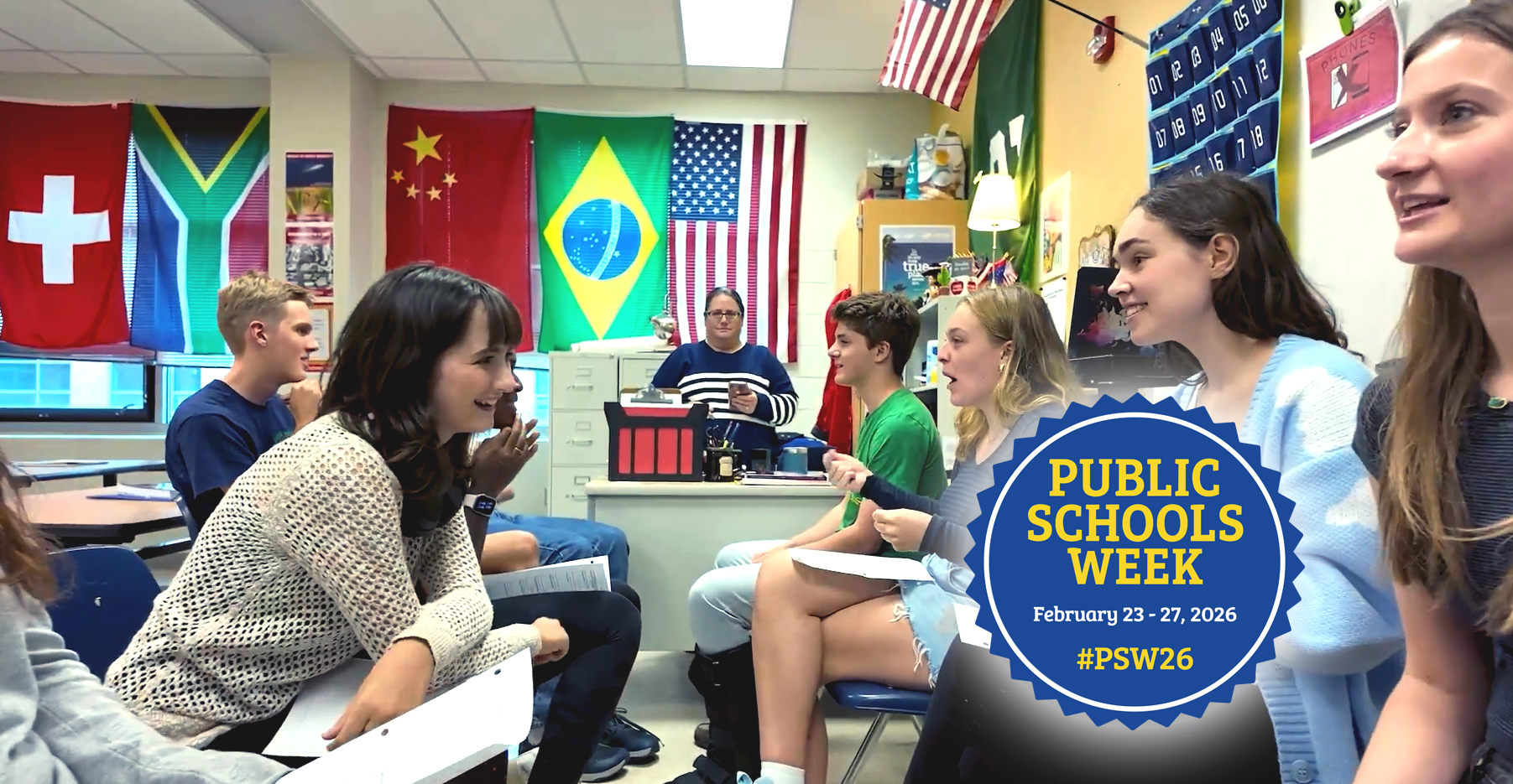 students and teacher in a classroom